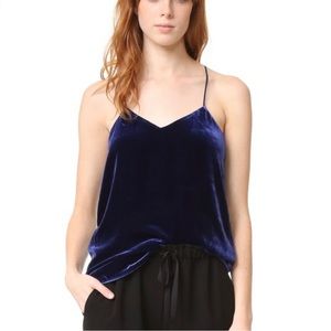 Tibi Blue Velvet Silk Classic Racerback Cami Camisole Tank Top Size 2 Sm…